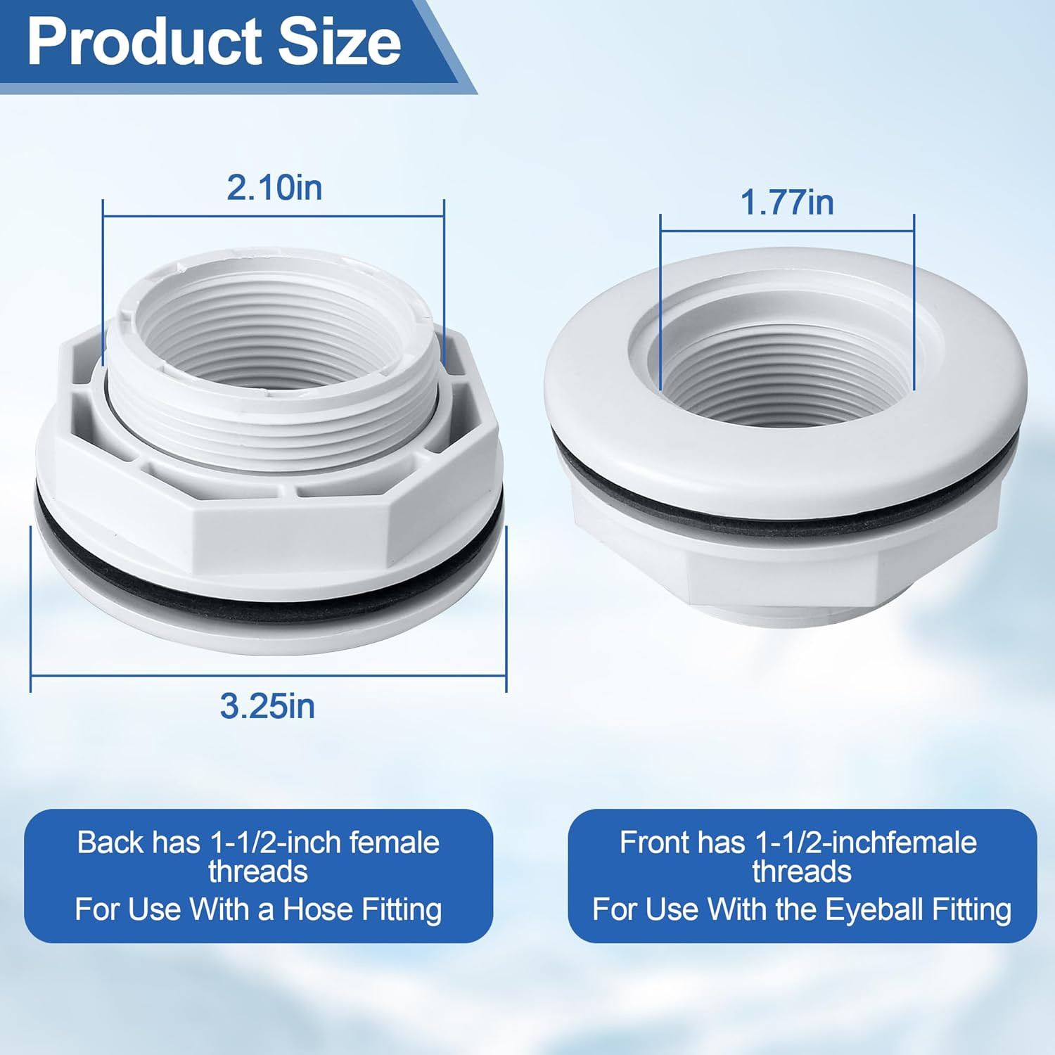 Replacement for Hayward SP1023 1-1/2-Inch FIP Inlet Return Fitting with Locknut