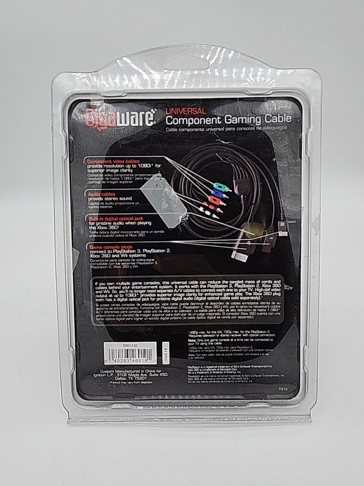 Gigaware 2601435 Component Gaming Cable For PS2, PS3, Wii, XBox 360 New - Image 2 of 2