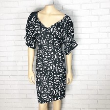 Pink Clove button Black mini dress with ruched sleeves - Size 20