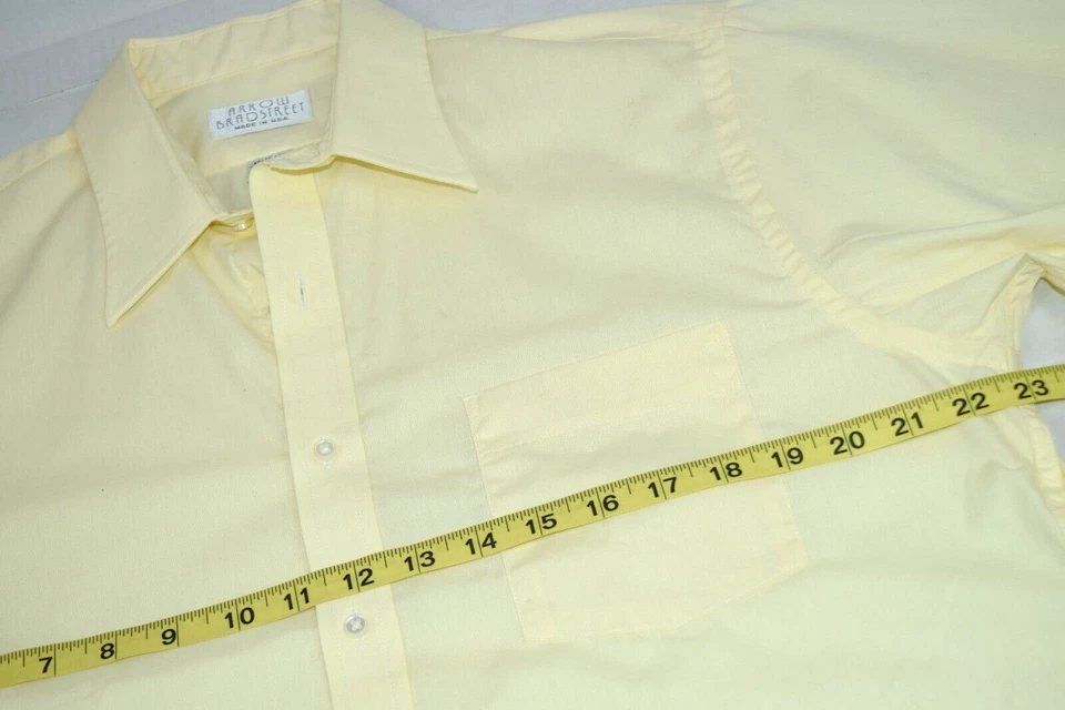 Vintage Leisure Shirt Arrow Bradstreet Size L 70s 1 Pocket Yellow Button Front - Image 4 of 4