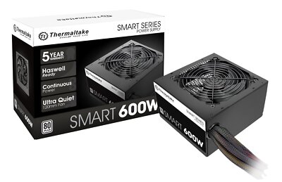 600W ATX Power Supply 80 PLUS Certified Active PFC 2 PCIe Connectors Black