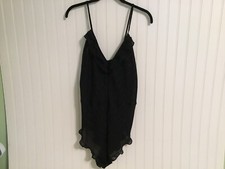 Vintage BARBIZON size large black Bodysuit teddy snaps semi sheer lingerie
