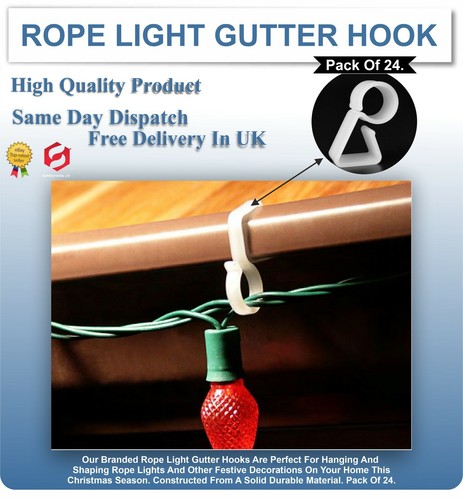 Gutter Hooks Rope Light Clips Attaching House Decoration Christmas  24pc - Picture 3 of 6