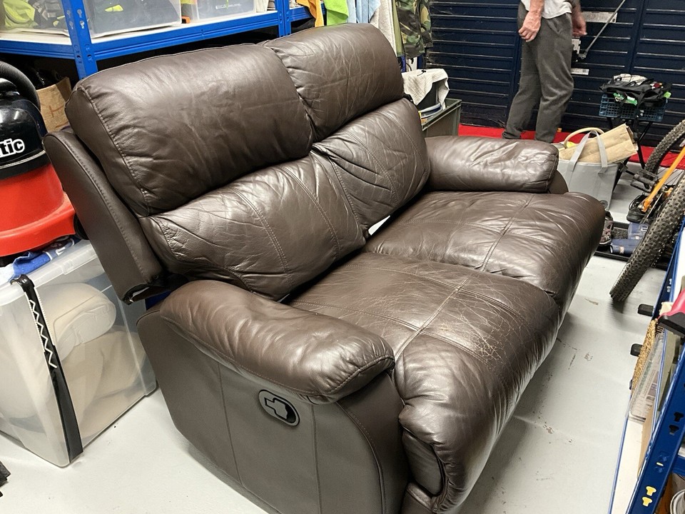 2 seater reclining leather sofa eBay