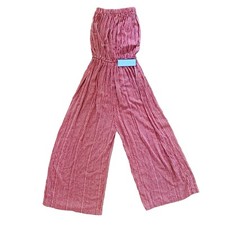 Goodnight Macaroon pant jumpsuit romper, orange/burgundy, size small, NWT