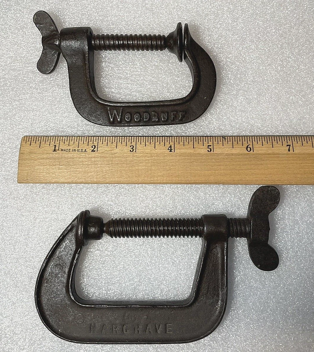 2 Antique Batwing C Clamps Hargrave Standard Clamp 2 1 2 In Woodruff Eagle 2