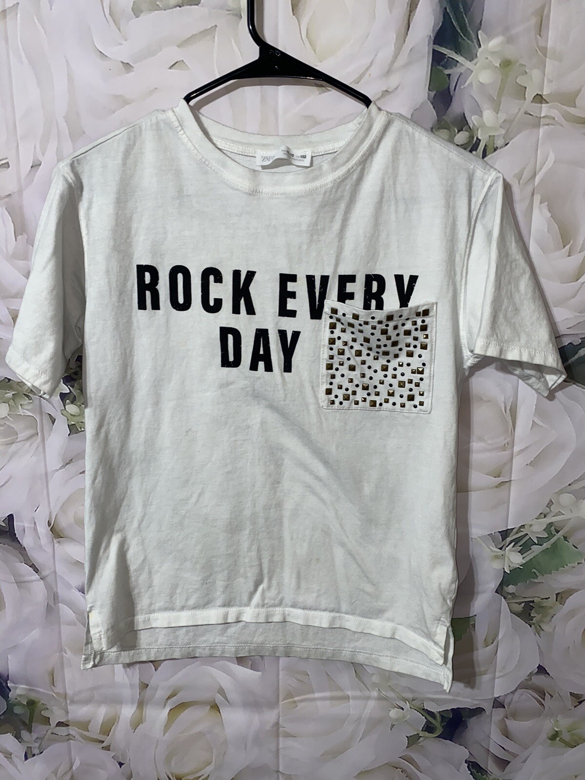 Zara Rock Every Day Studded Tee for Girls Size 11-12