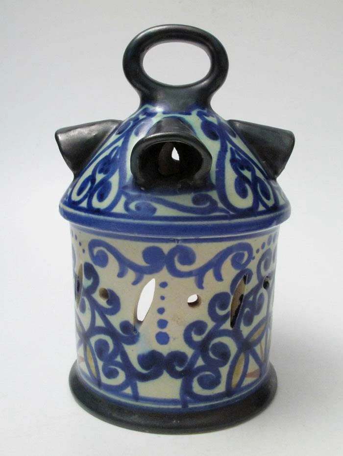 VINTAGE SIGNED GOUDA HOLLAND POTTERY CARLA PIERCED LANTERN CANDLE HOLDER LAMP - Image 2 of 4