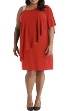 R M Richards Women's Asymmetric Knee-Length Dress, Red, 20W, 99
