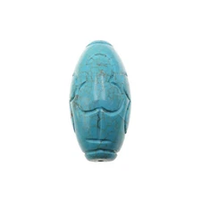 Blue Turquoise Hand Carved Rice Shape Beads Size 25x50mm Sold Per Piece