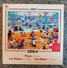 Ceaco PAWS & CLAWS BEACH 300 piece puzzle  cats COMPLETE