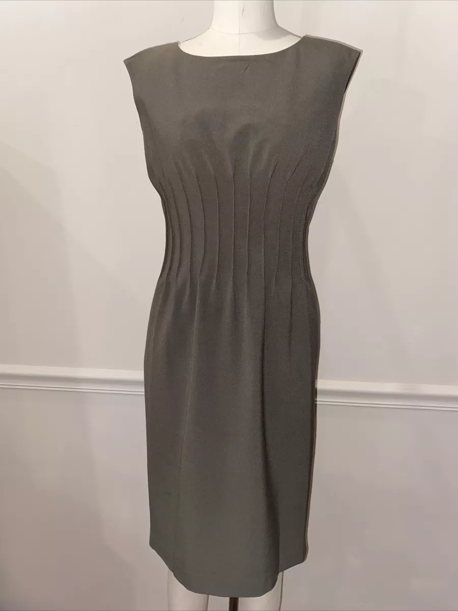 Calvin Klein Dress Womens 8 Olive Green Cinched Waist Midi