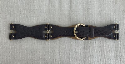 Domenico Vacca Womens Caiman Alligator Rounded Wide Belt  display picture 2