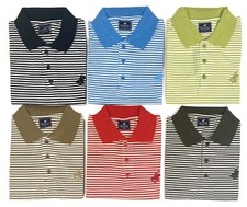 PACIFIC POLO CLUB Men's Slim Fit Short Sleeves Stripes Polo Shirt.