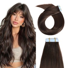 YILITE Dark Brown Tape-in Hair Extensions Human Hair 20pcs 50g 18in Silky Straig