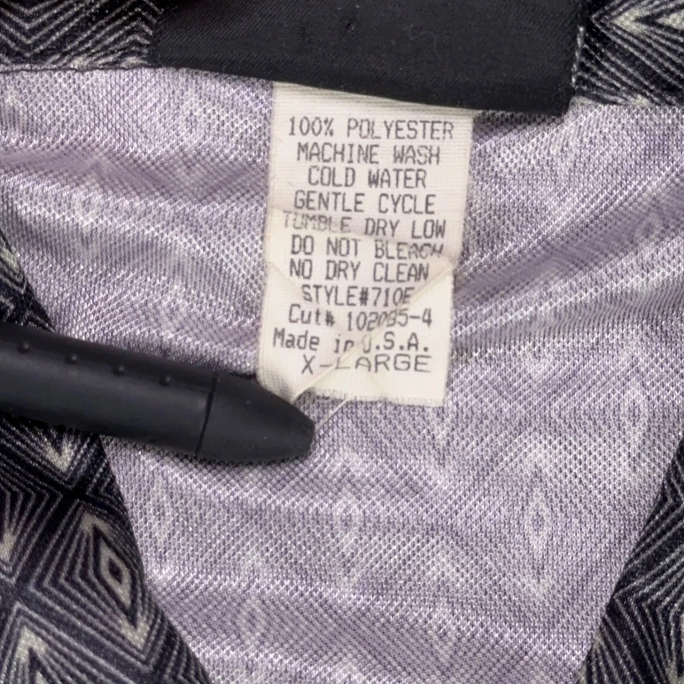 Camisa ODO Para Hombres XL Negra Geométrica Diamante Manga Corta Abotonada Hecha en EE. UU. DE COLECCIÓN Foto 3 de 4