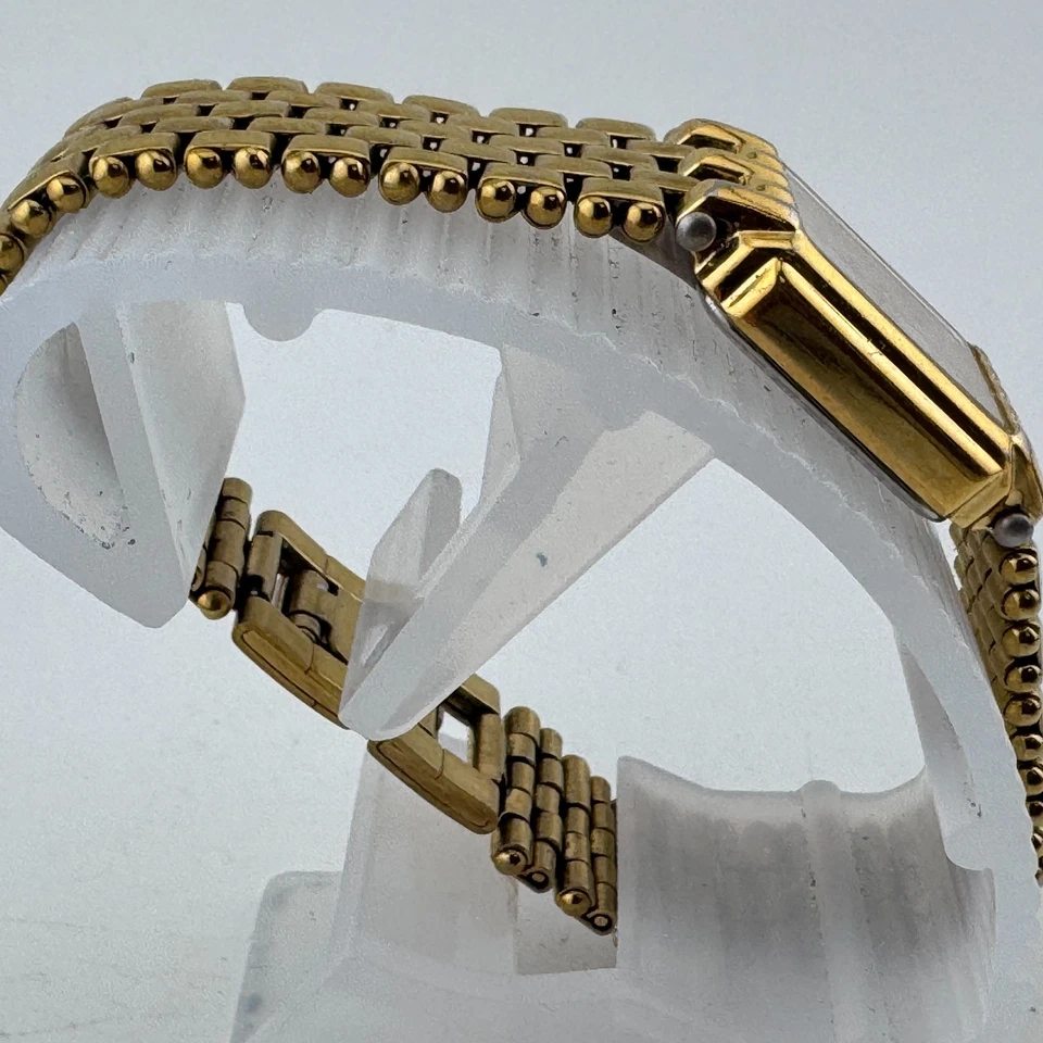 Vintage Bulova Quartz Watch 97L81 Women Gold Tone Rectangle New Battery 6.25" - Image 3 of 4