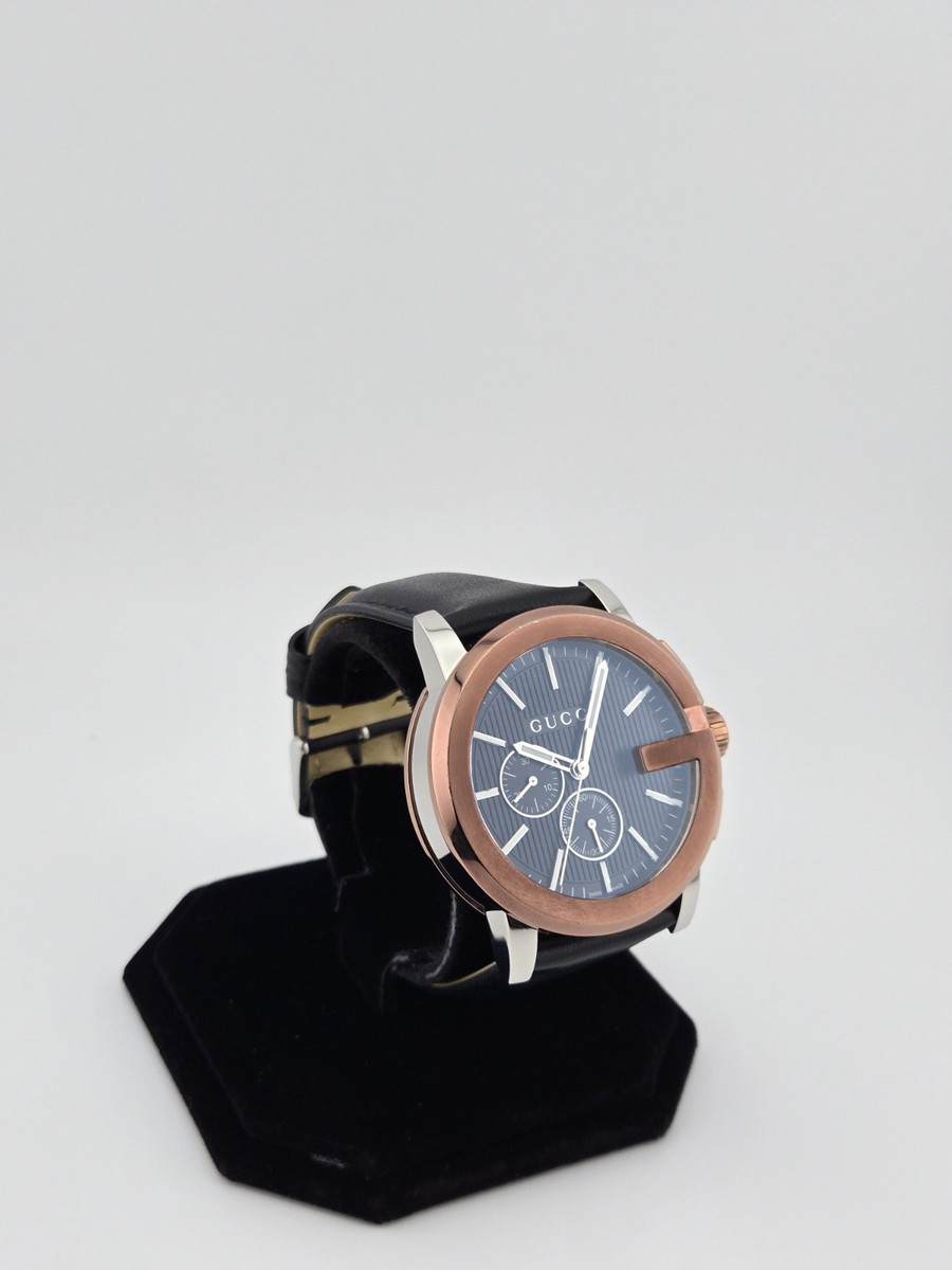 Gucci G-Chrono XL Men's Black Dial Black Leather Strap Watch