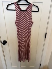 Gap Sleeveless Chevron Mauve White Soft Modal Stretch Dress Twist Back Small