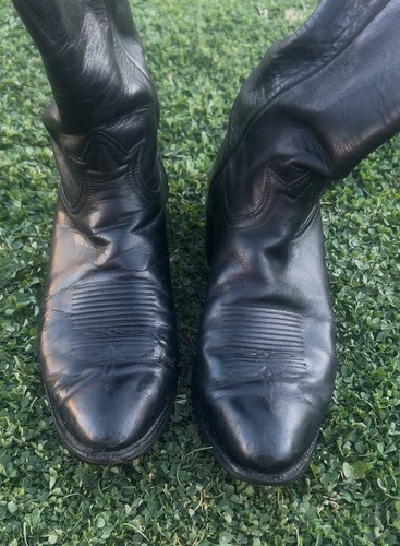 VINTAGE RESTORED TONY LAMA BLACK LEATHER BOOTS , $55 - Photo 5