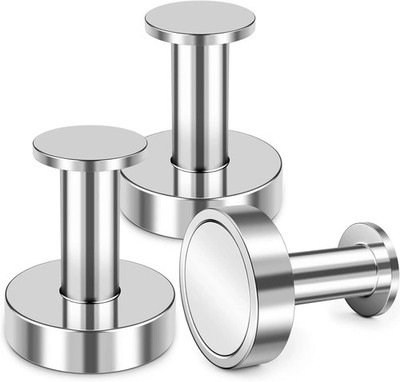 3 Pack Magnetic Hooks Heavy Duty, Large Push Pins, Super Silver 