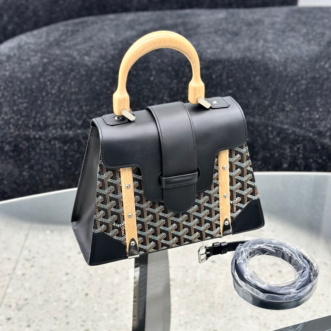 GOYARD ハンドバッグ Goyard Saigon MM Top Handle Bag Crossbody Black Silver Women