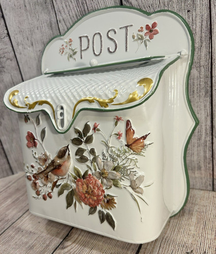 Wall Mounted Metal Post Box Mailbox Letter Box Birds Farmhouse Rustic Decor