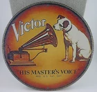 Victor His Master’s Voice Dog Gramophone Metal Sign 8” Round Vintage Style