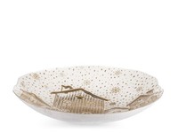 H&H Centrotavola Nevalis Aus Dekoriertem Glas Weiß Gold 40 Cm