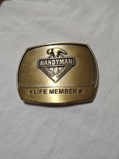 Vintage 1996 Handyman Club of America Life Member Brass Belt Buckle