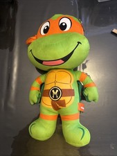 "Juguete de peluche grande Tortuga Ninja Miguel Ángel 18"" Nickelodeon TMNT máscara naranja -NUEVO"