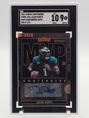JALEN HURTS 2021 PANINI CONTENDERS MVP GOLD AUTO GRADE 10 2/10 SGC 9 Q7689-3
