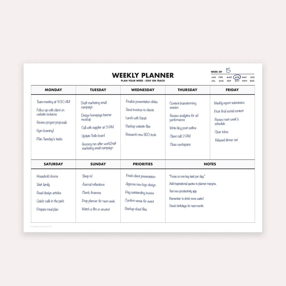Weekly Planner Pad Daily To Do Food Meal List Organiser 50 Tear Off Sheets Notes - Image 2 of 4