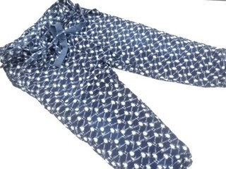 19745# JAPANESE KIMONO / ANTIQUE MOMPE PANTS / COTTON / KURUME KASURI