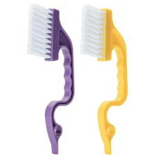 Slick- Window Track Cleaning Brush, 2 Pack, Yellow/Purple Ergonomic Handle,