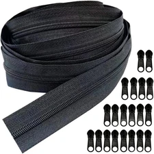 Zippers Bulk 10 Yards #3 Nylon Coil Zipper by the Yard with 20Pcs Sliders Zipper