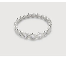 Monica vinader Graduated Diamond Half Eternity Ring size P Sterling Silver💕❤️