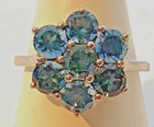 VINTAGE ST. SILVER 925 BLUE TOPAZ CLUSTER DRESS RING SIZE R 3.1g TGGC NOT SCRAP
