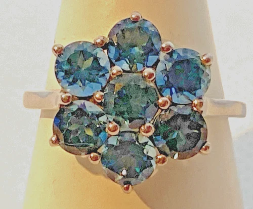 VINTAGE ST. SILVER 925 BLUE TOPAZ CLUSTER DRESS RING SIZE R 3.1g TGGC NOT SCRAP