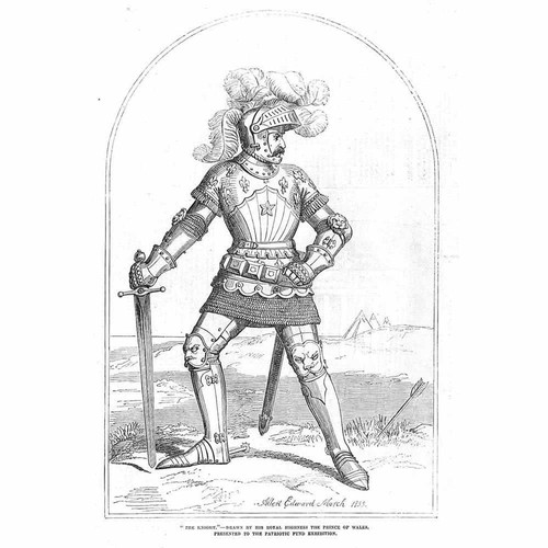 The Knight drawn by the Prince of Wales - Antique Print 1855