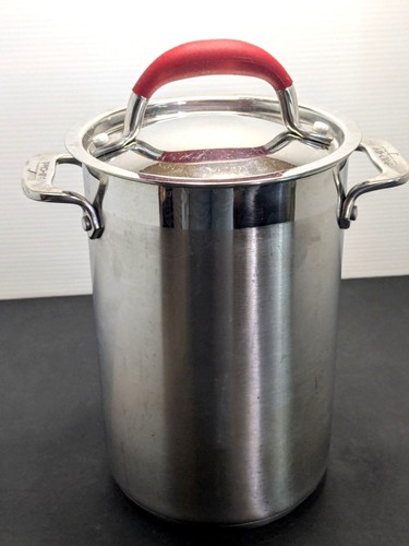 All-Clad Stainless Steel Vegetable Steamer Pot Basket Red Handle Replacement lid
