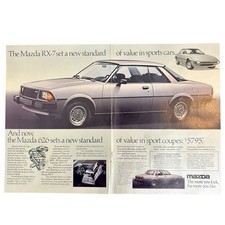 1979 Mazda RX-7 Sports Car & 626 Sport Coupe Vintage Print Ad 16x10" Wall Art