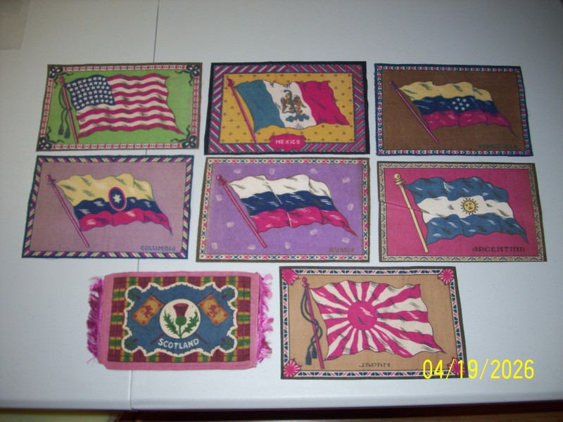 Vintage Felt Tobacco Flag Blankets Lot of 8- US, Mexico, Russa, Japan, Scotland