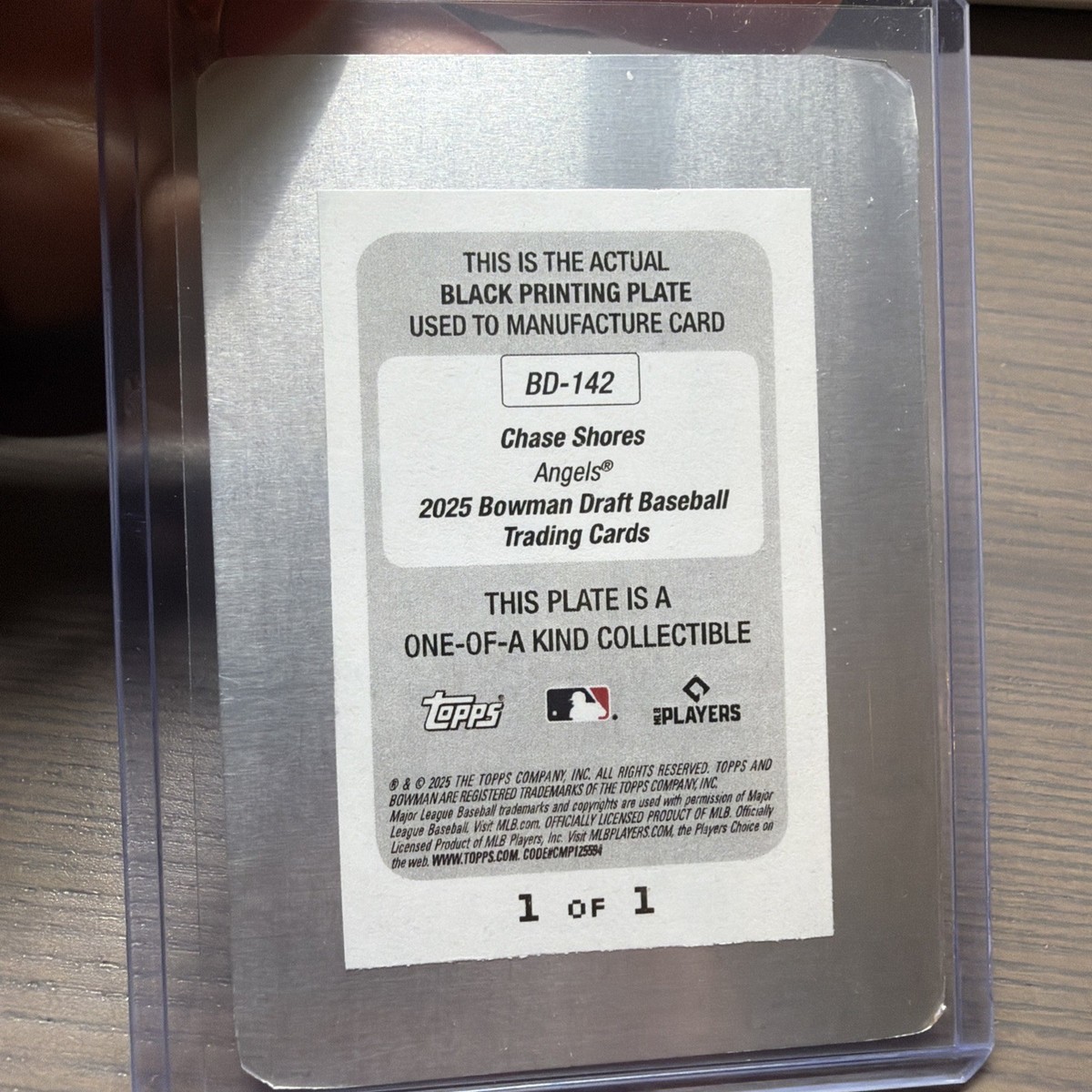 2025 Bowman Draft Baseball Chase Shores Printing Plate 1/1 | eBay