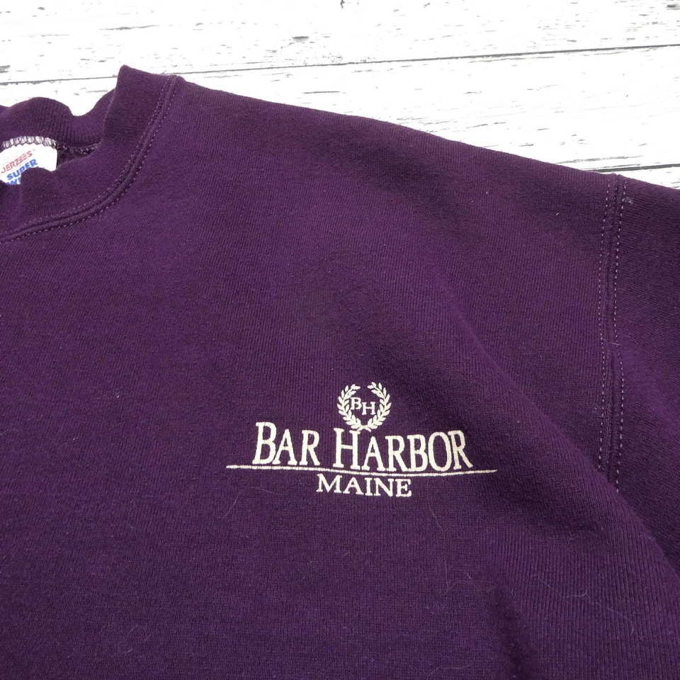 Sudadera De Colección Bar Harbor Maine Para Hombres Grande Púrpura Jerzees Súper Sudaderas Años 90 Foto 3 de 4