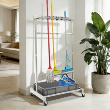 26.38 19.69 48.03in Mobile Mop Rack Cleaning Tool Cart Storage 440.92 lbs