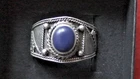 Vintage Sterling Silver .925 Blue Stone Engraved Ring Size 11.75***10.57 grams**