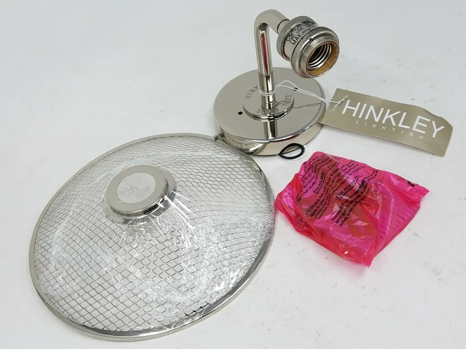 Aplique de pared Hinkley 4360PN Rigby 1 luz 10" níquel pulido con pantalla de malla Foto 3 de 4