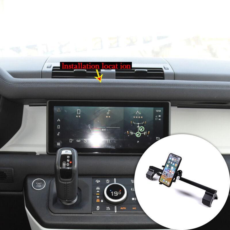 Black Alloy Center Instrument Phone Holder Bracket For Land Rover Defender 20-23