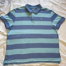 IZOD Advantage Polo Shirt XXL Men Golf Blue/teal Stripe Stretch Shirt